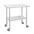 Stainless Steel Table 24 x 36 Inches with Caster Wheels and Undershelf L957573