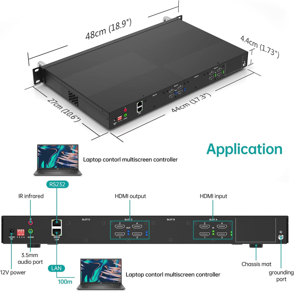 4 Channel Seamless Video Wall Processor, 4 in 4 Out D900445