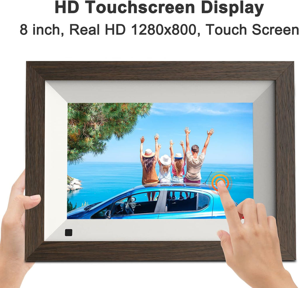 8-inch WiFi Digital Picture Frame Wood 16GB Wall Mountable F945
