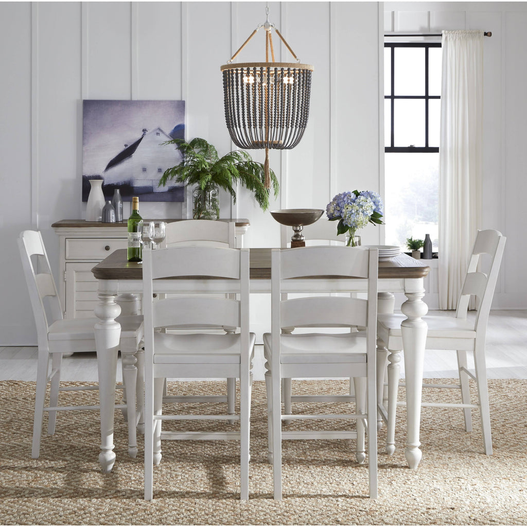 Aged Taupe Rustic White Pub Table Y373904