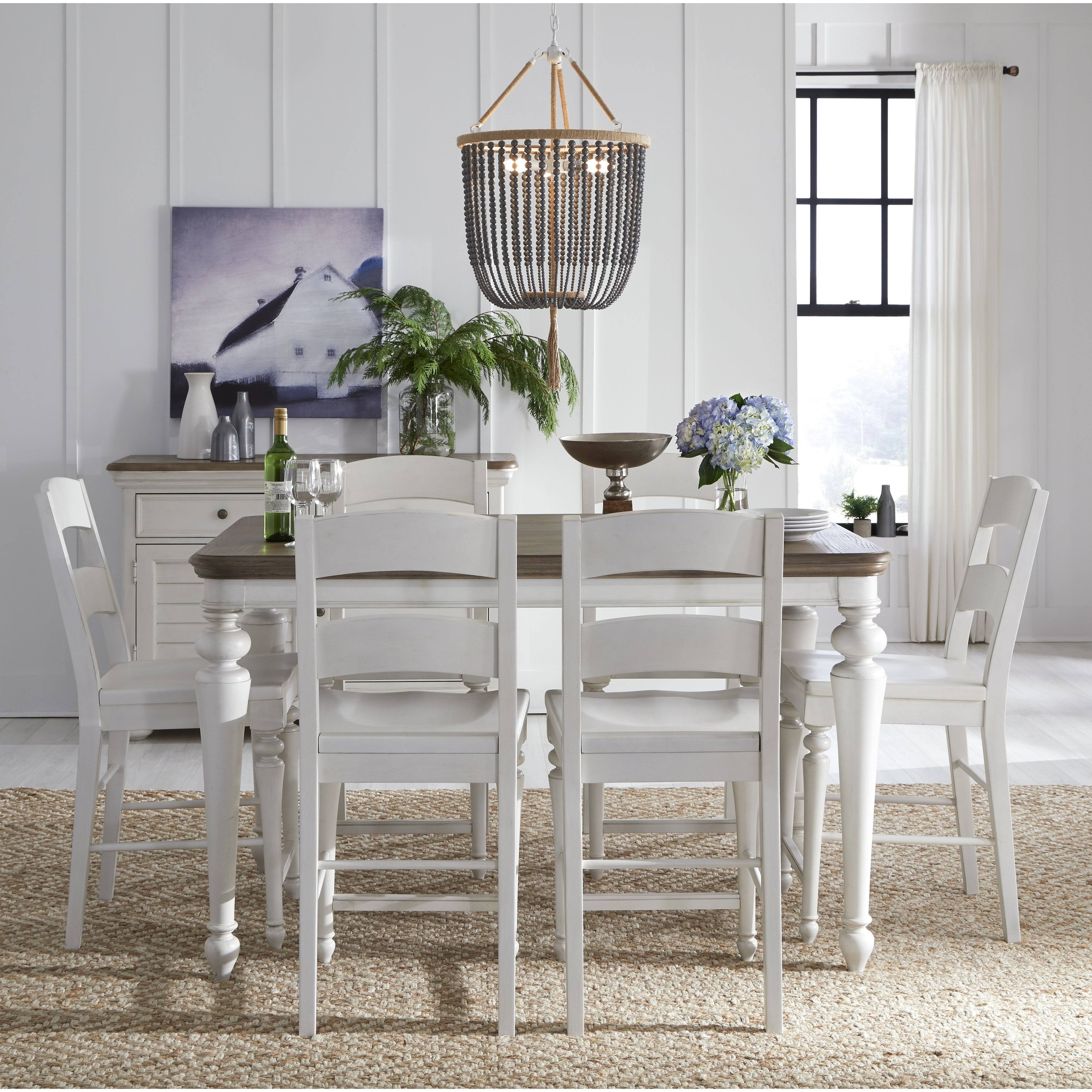 Aged Taupe Rustic White Pub Table Y373904