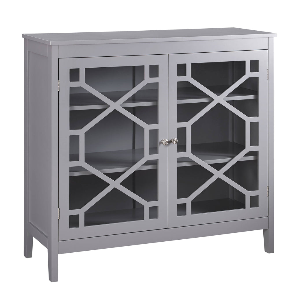 Gray Two Door Wooden Cabinet with Three Storage Compartments Q903864