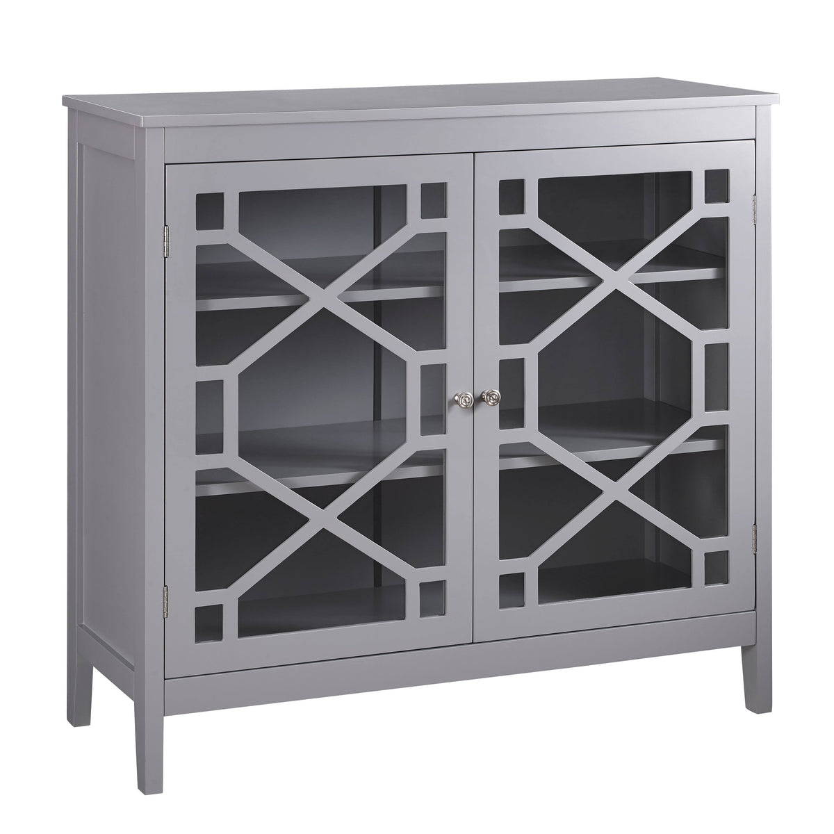 Gray Two Door Wooden Cabinet with Three Storage Compartments Q903864