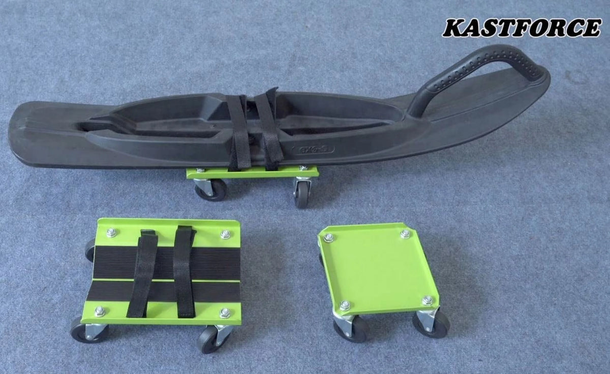 Snowmobile Dolly Heavy Duty V-Slide with 2.5 PVC Swivel Casters Rubber Pad and 2 Pairs of Straps B77295
