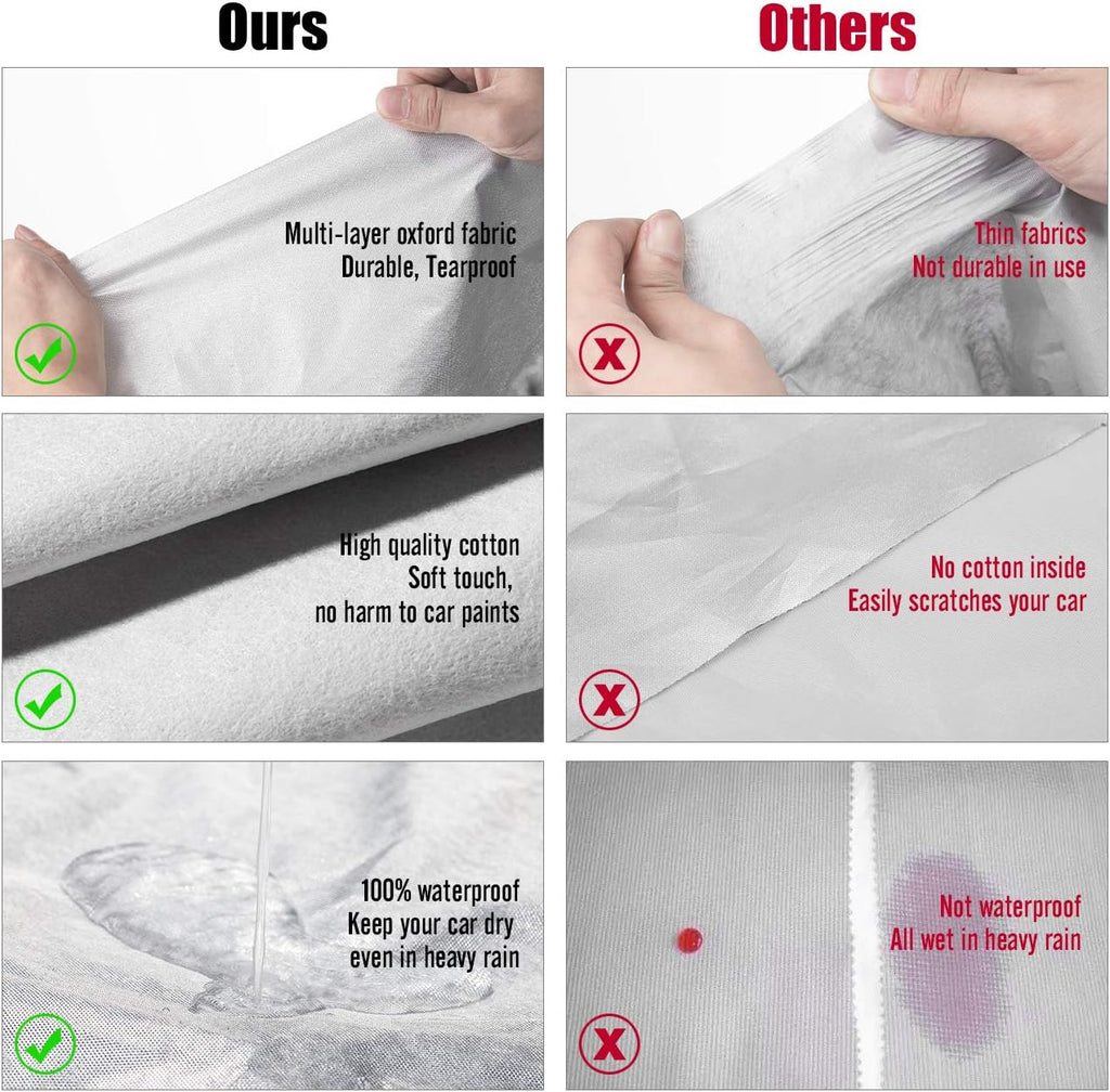 Hatchback Car Cover 5 Layers Universal Fit 146 to 157 inch Pack of 2 S4816