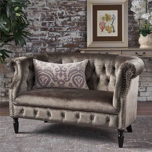 Gray Velvet Loveseat N632