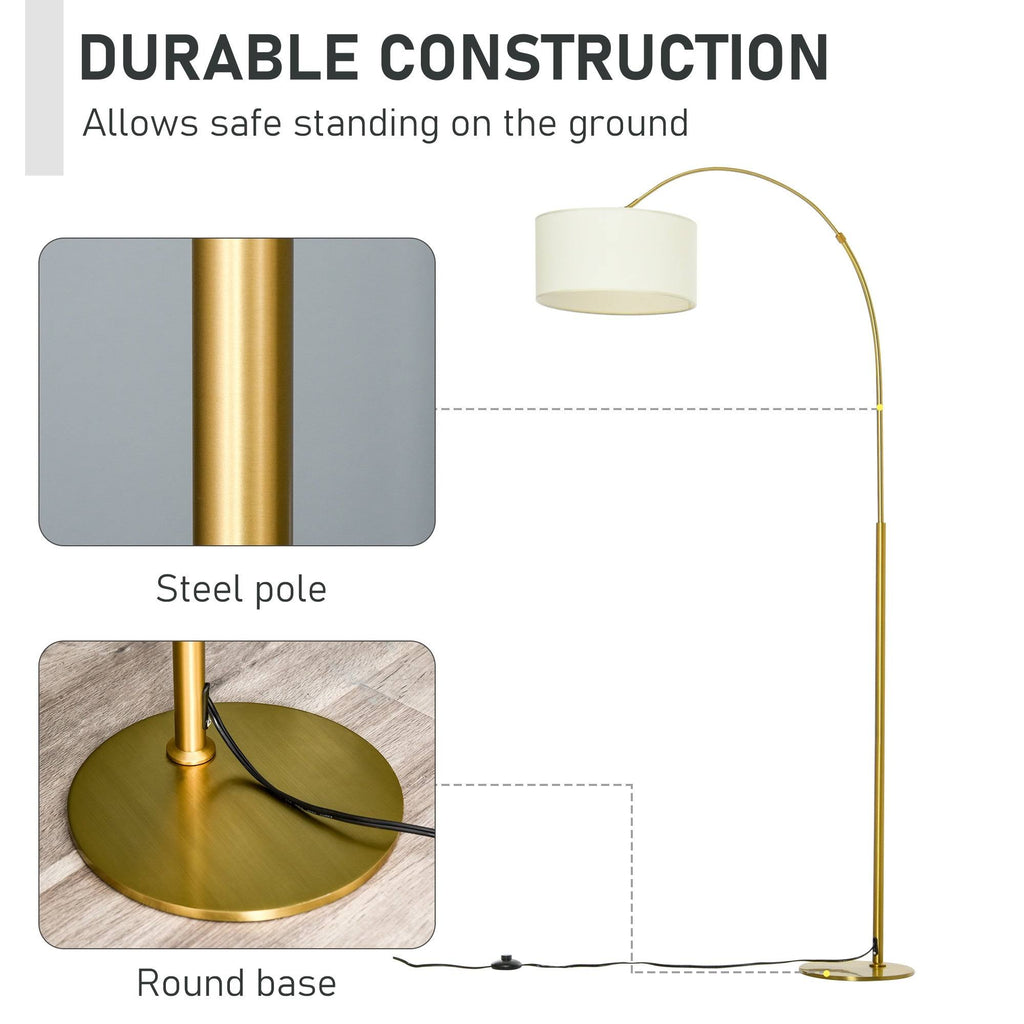 Cream White 6ft Arch Shape Floor Lamp with Metal Round Base E94318