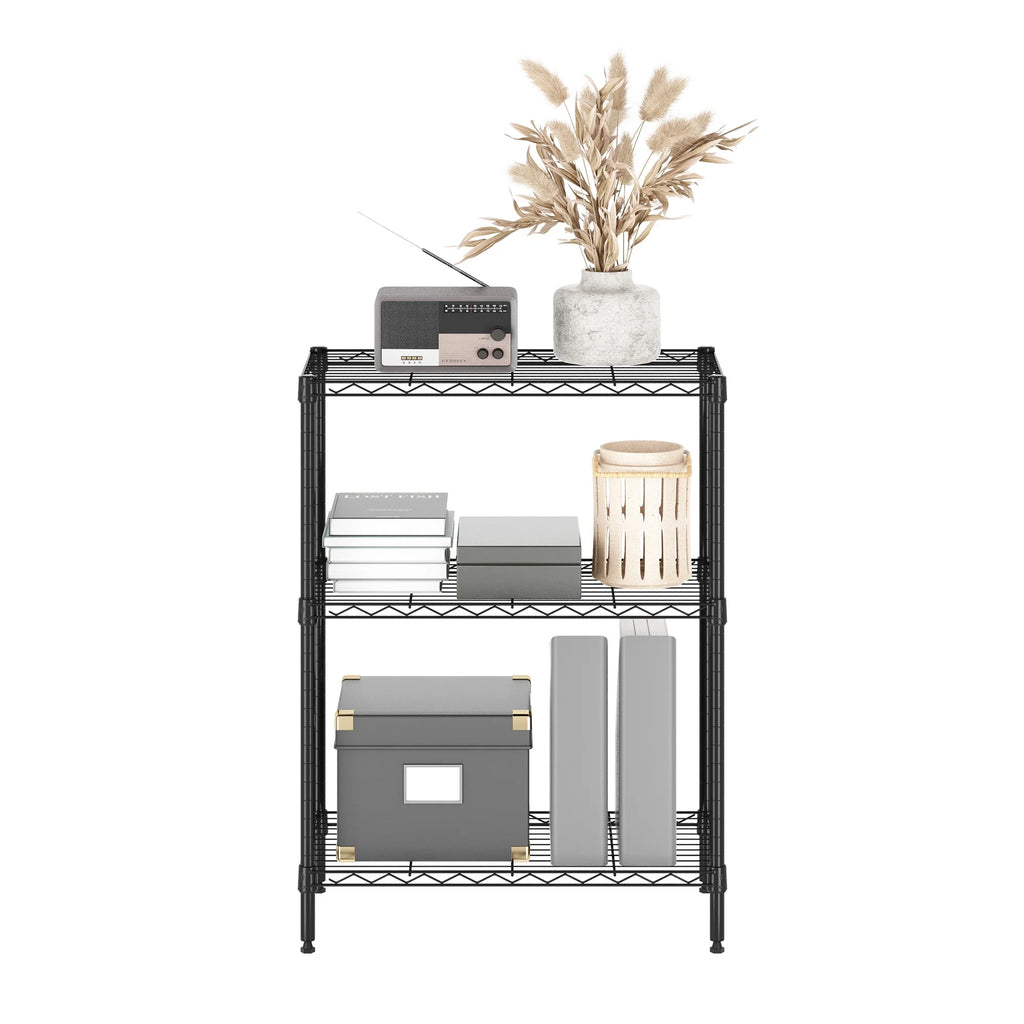 Black 3-Tier Metal Storage Shelf Rack Z586