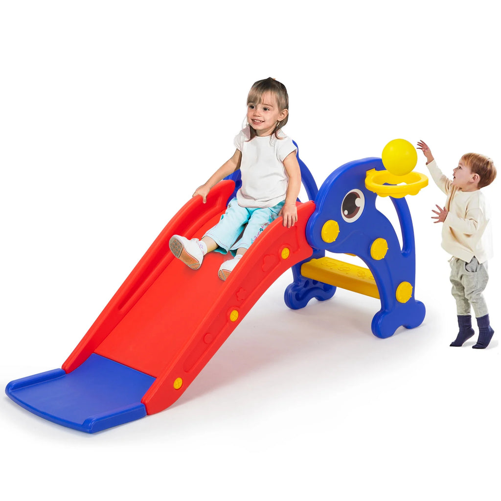 Dolphin Toddler Slide with Basketball Hoop A53361