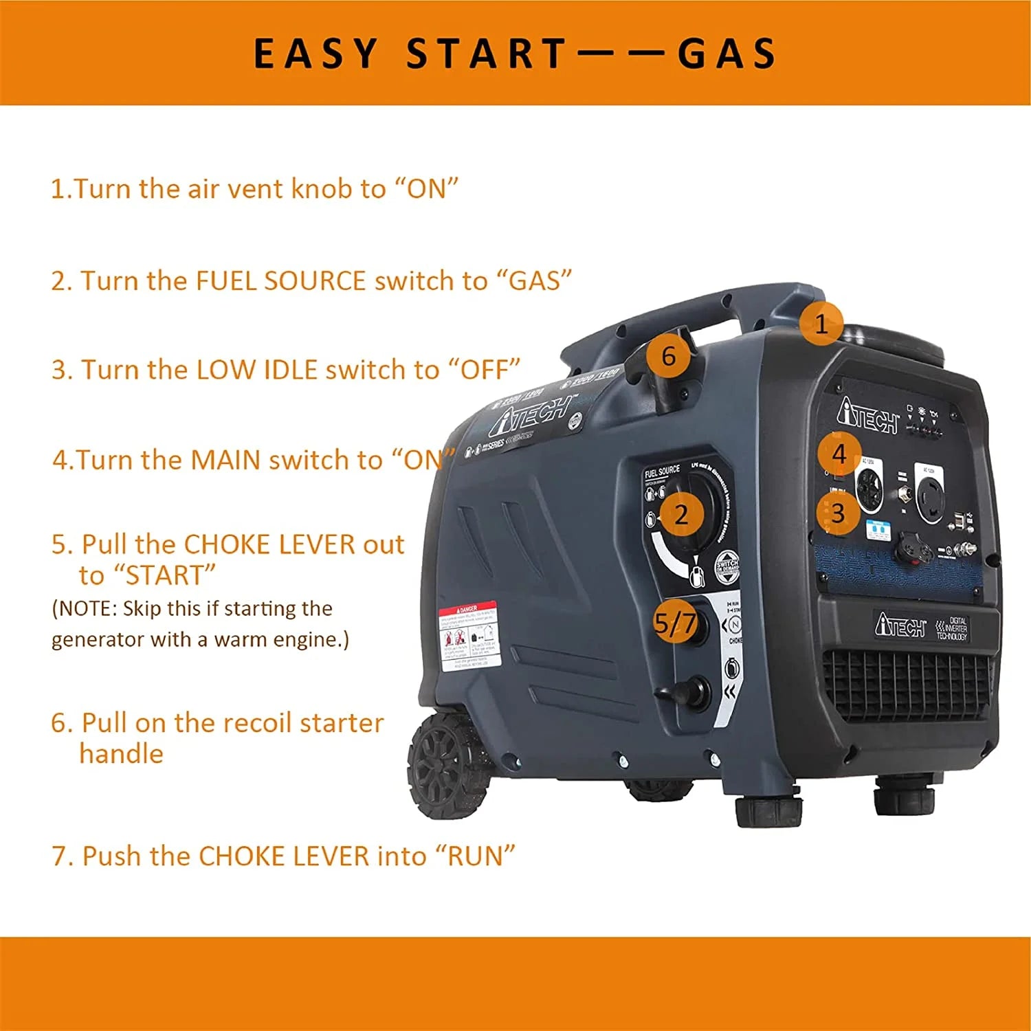 2300-Watt Dual Fuel Portable Inverter Generator K851458
