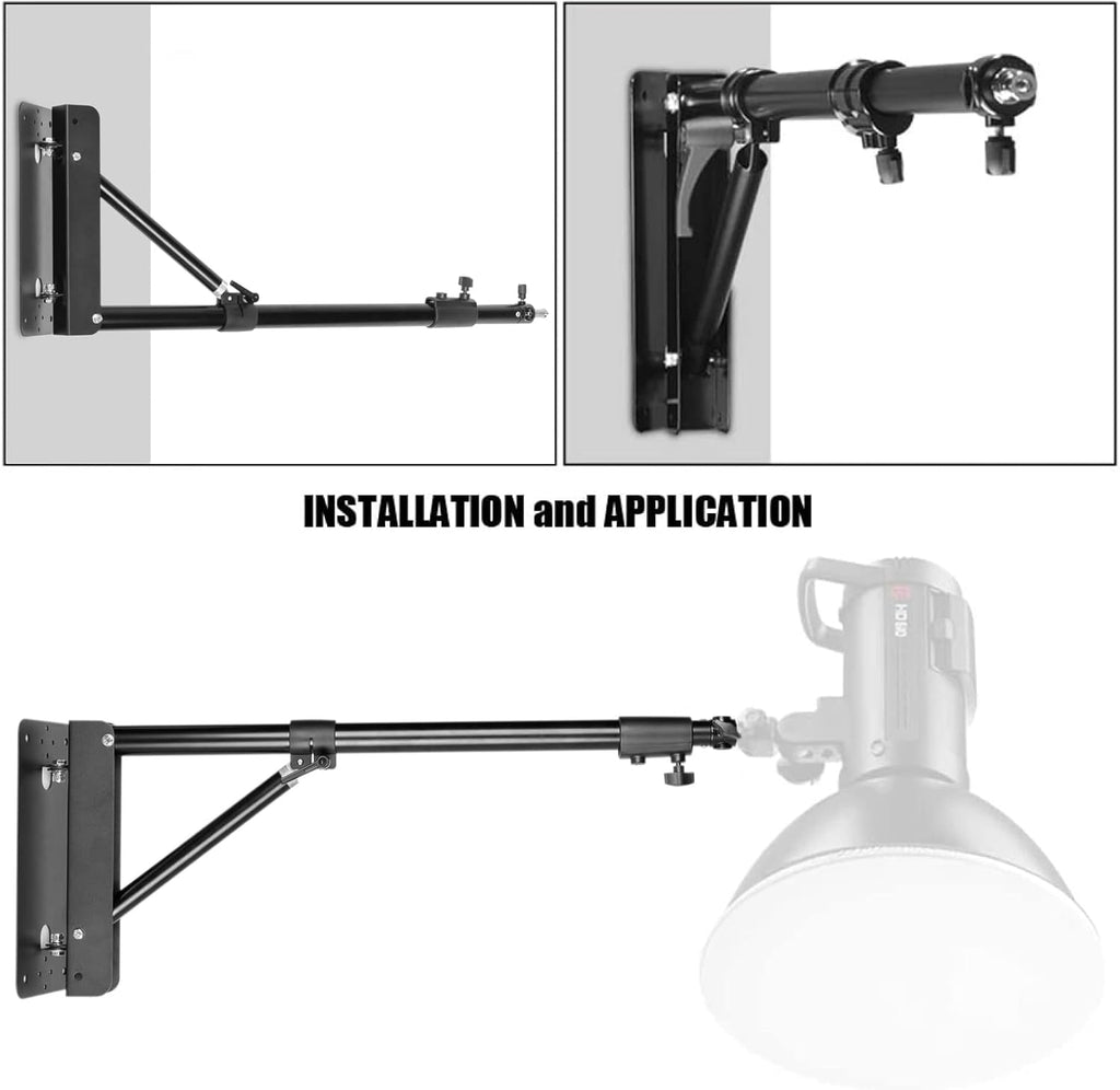 Triangle Wall Mounting Boom Arm Light Stand, Max Length 51.2 inches/130cm F45696