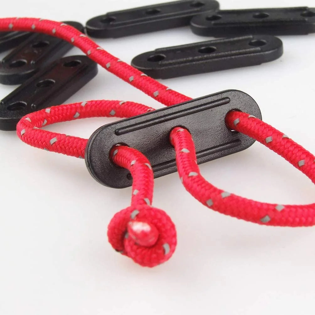 50 Pcs Black Plastic Cord Tensioners Rope Adjuster for Camping A9870