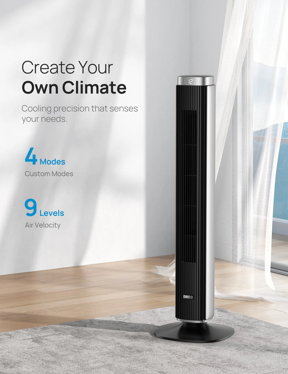 42" Tower Fan with Remote, 25 DB Quiet DC Bladeless Fan M82638
