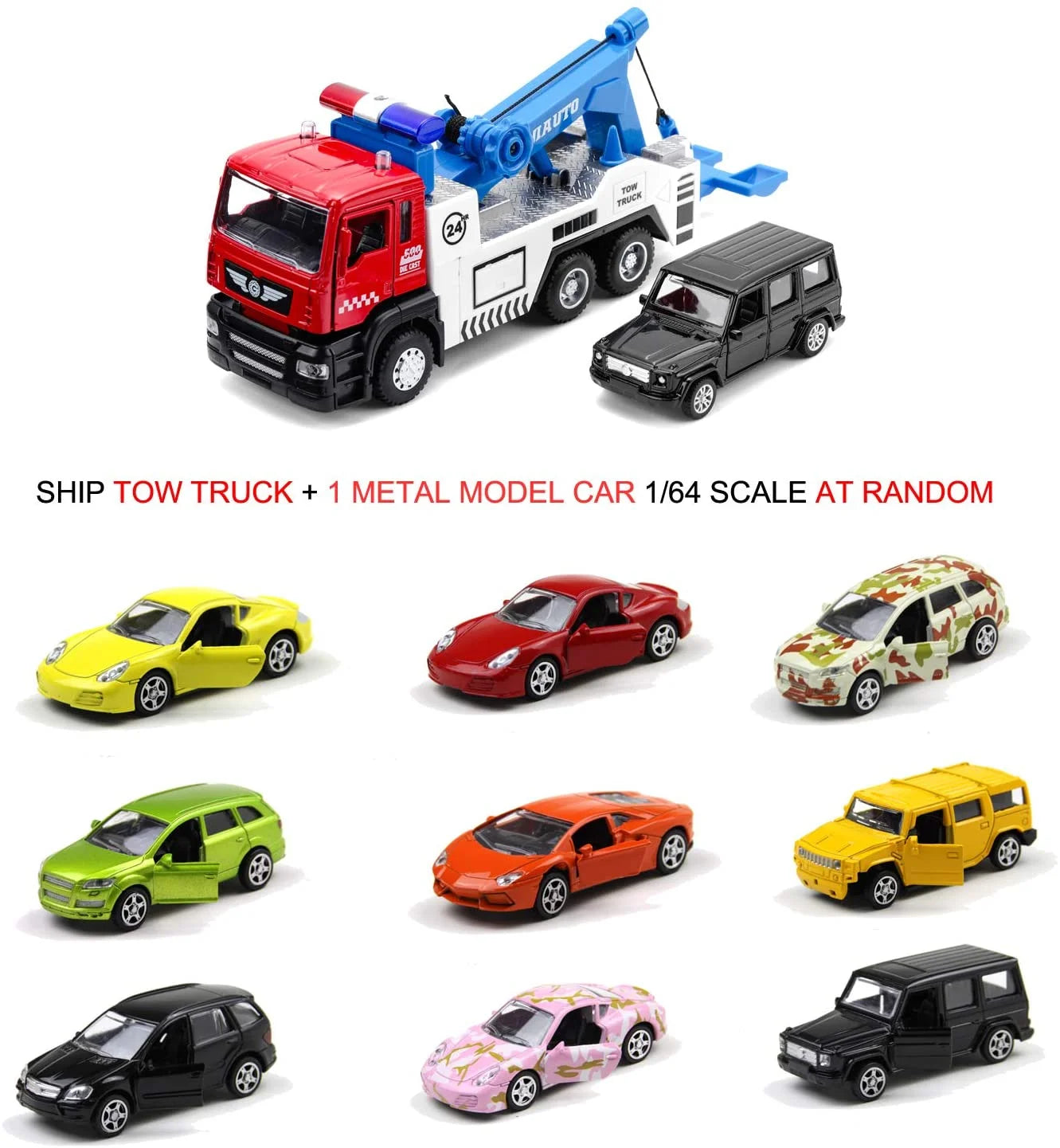 Toy Tow Truck Pull Back Toy Cars with Lights and Sound X6018