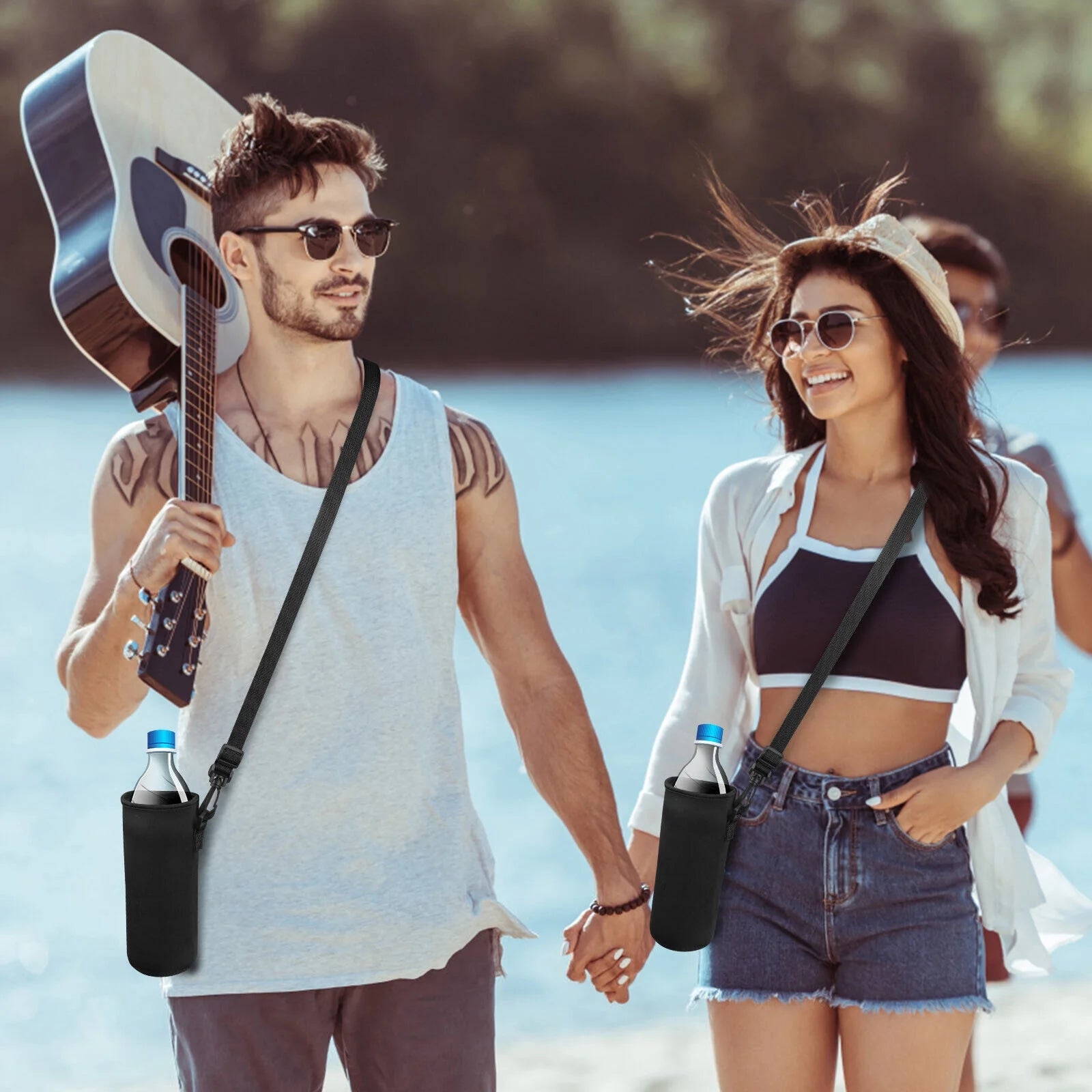 2Pcs Insulated Water Bottle Bags with Adjustable Shoulder Strap Z5220