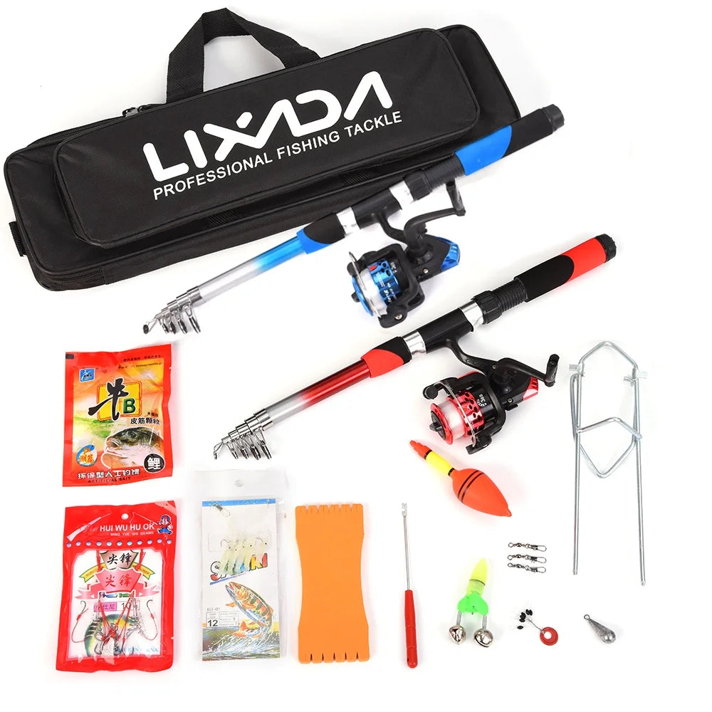 2.1m Telescopic Fishing Rods with 2PCS Reels Fishing Bag X2004