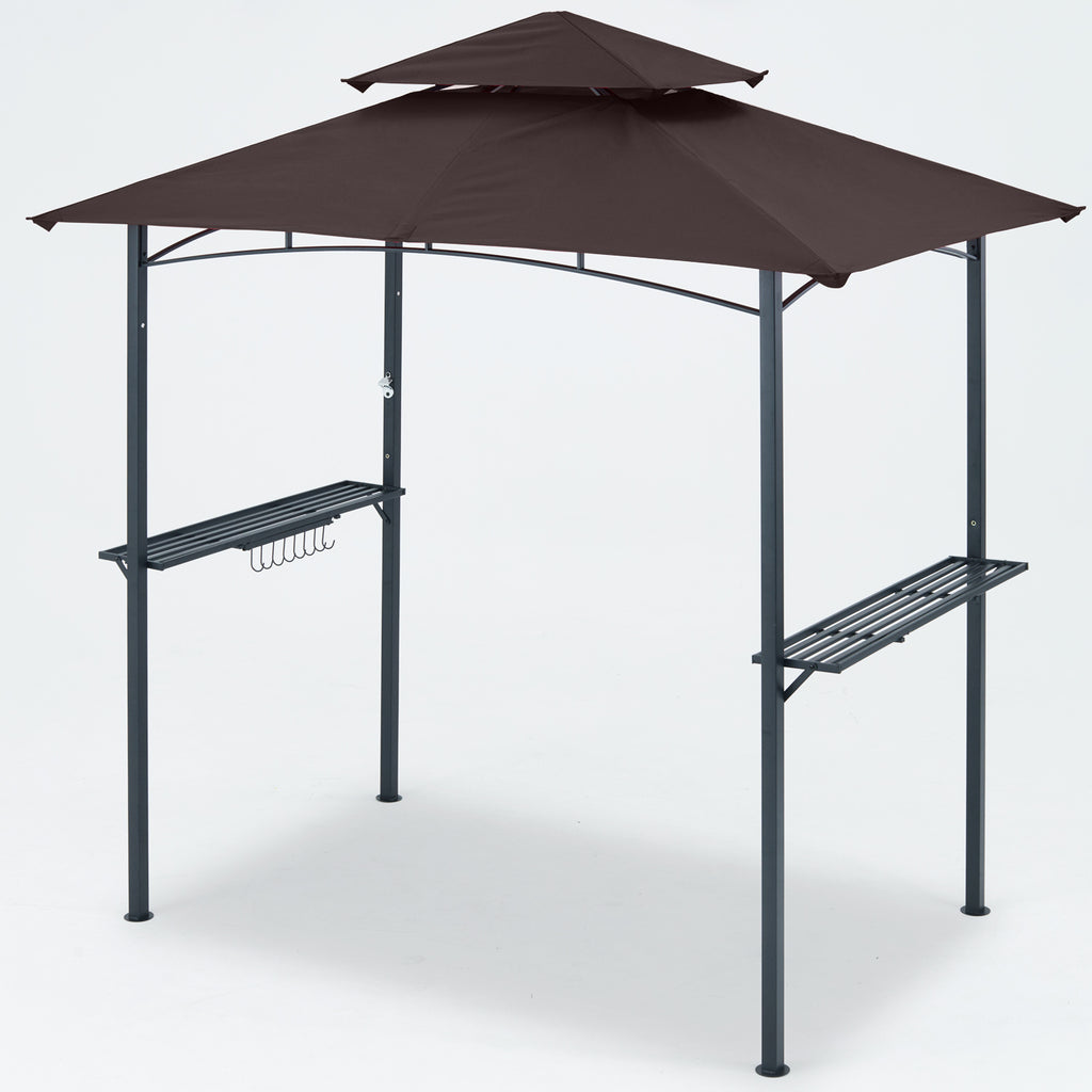 Brown Outdoor BBQ Grill Gazebo with LED Light R37239