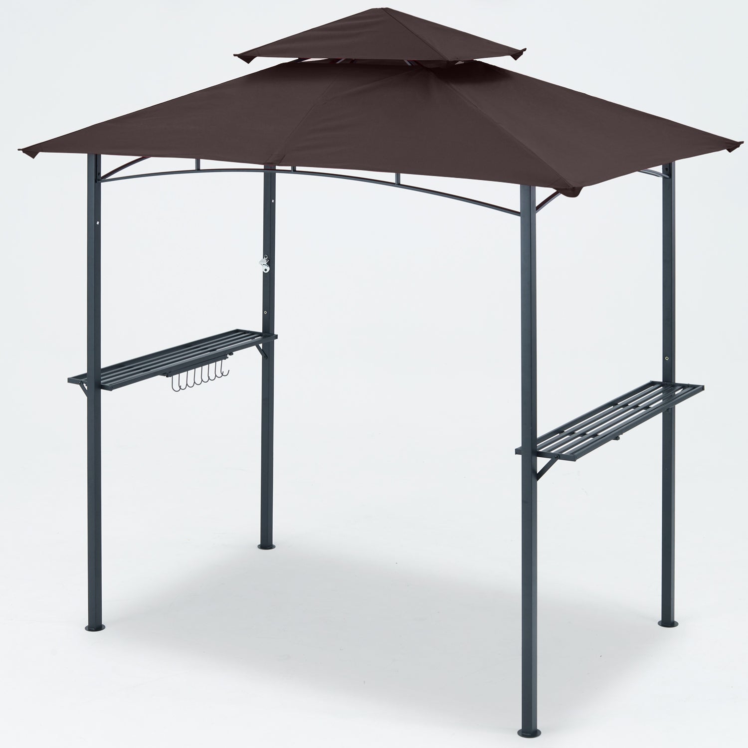 Brown Outdoor BBQ Grill Gazebo with LED Light R37239