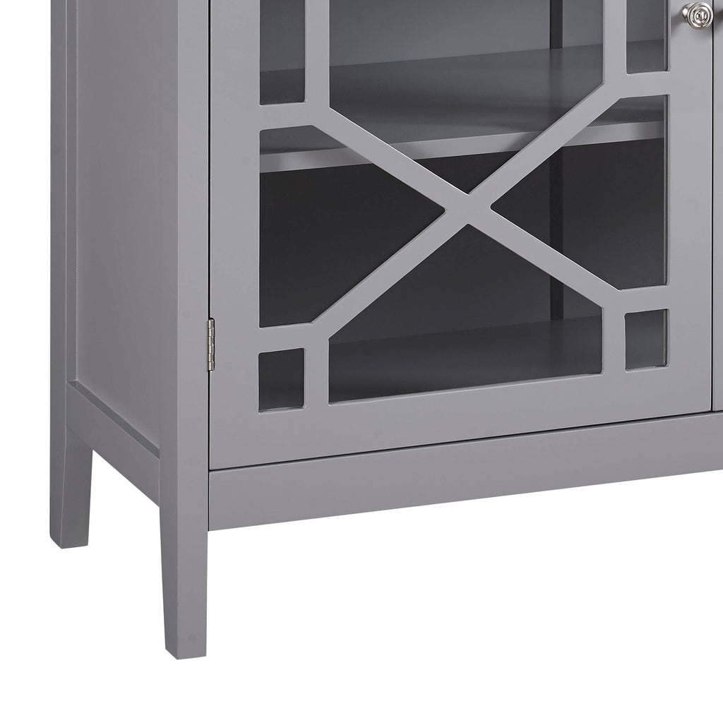 Gray Two Door Wooden Cabinet with Three Storage Compartments Q903864