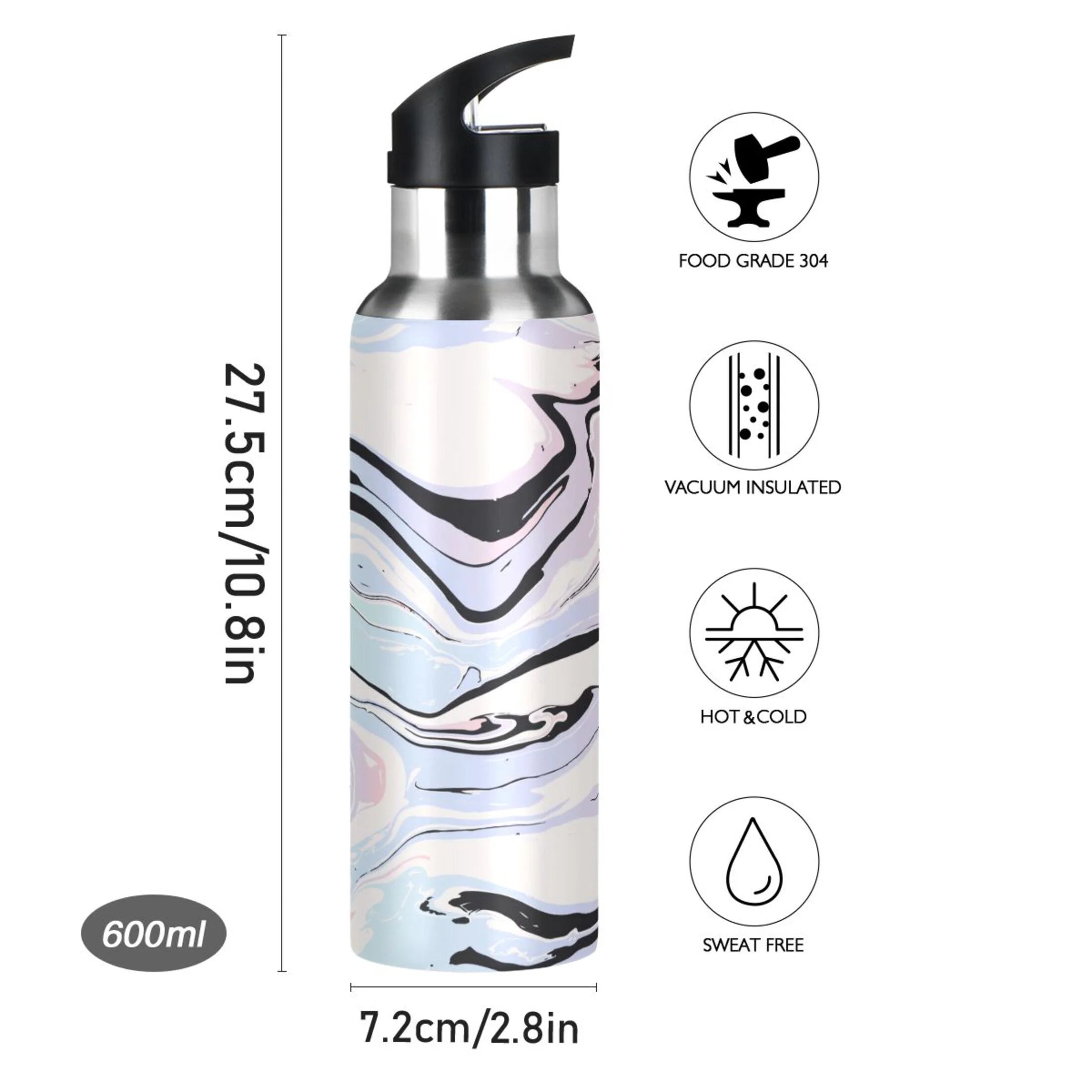 Stainless Steel Vacuum Insulated Water Bottle with Straw Lid 20 OZ S4649