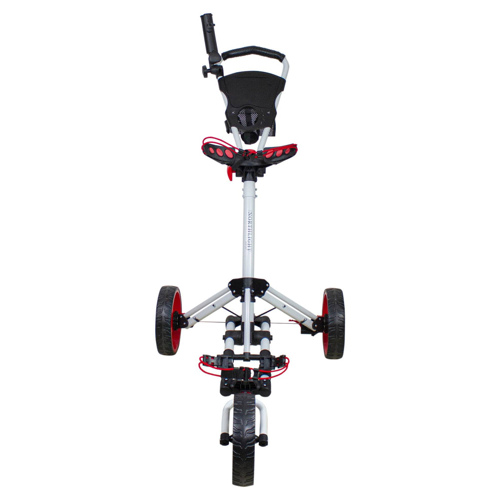 48x22 White and Red 3 Wheel Golf Push Cart E860282