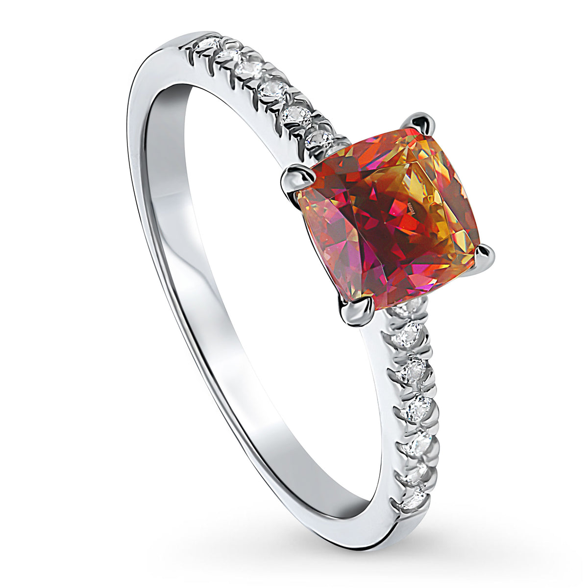 Sterling Silver Rhodium Plated Cushion Cut Cubic Zirconia Promise Ring Z57686