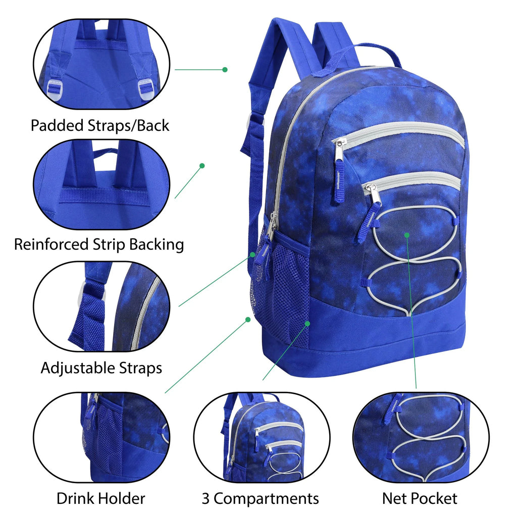 24 Pack 17 Inch Assorted Colors Bungee Backpacks L581355