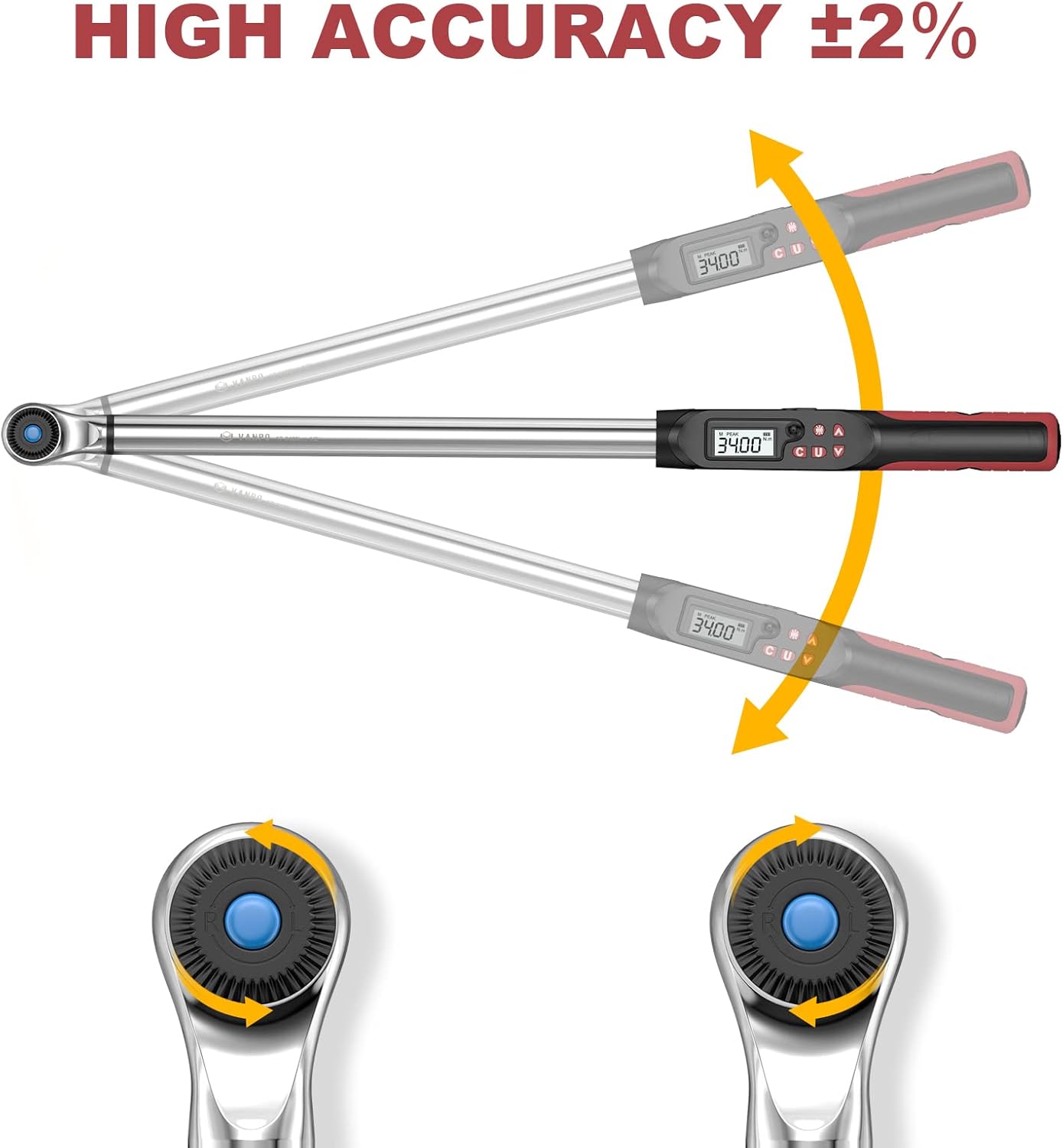 1/2-Inch Drive Digital Torque Wrench Set with Buzzer & LED Indicator F6969