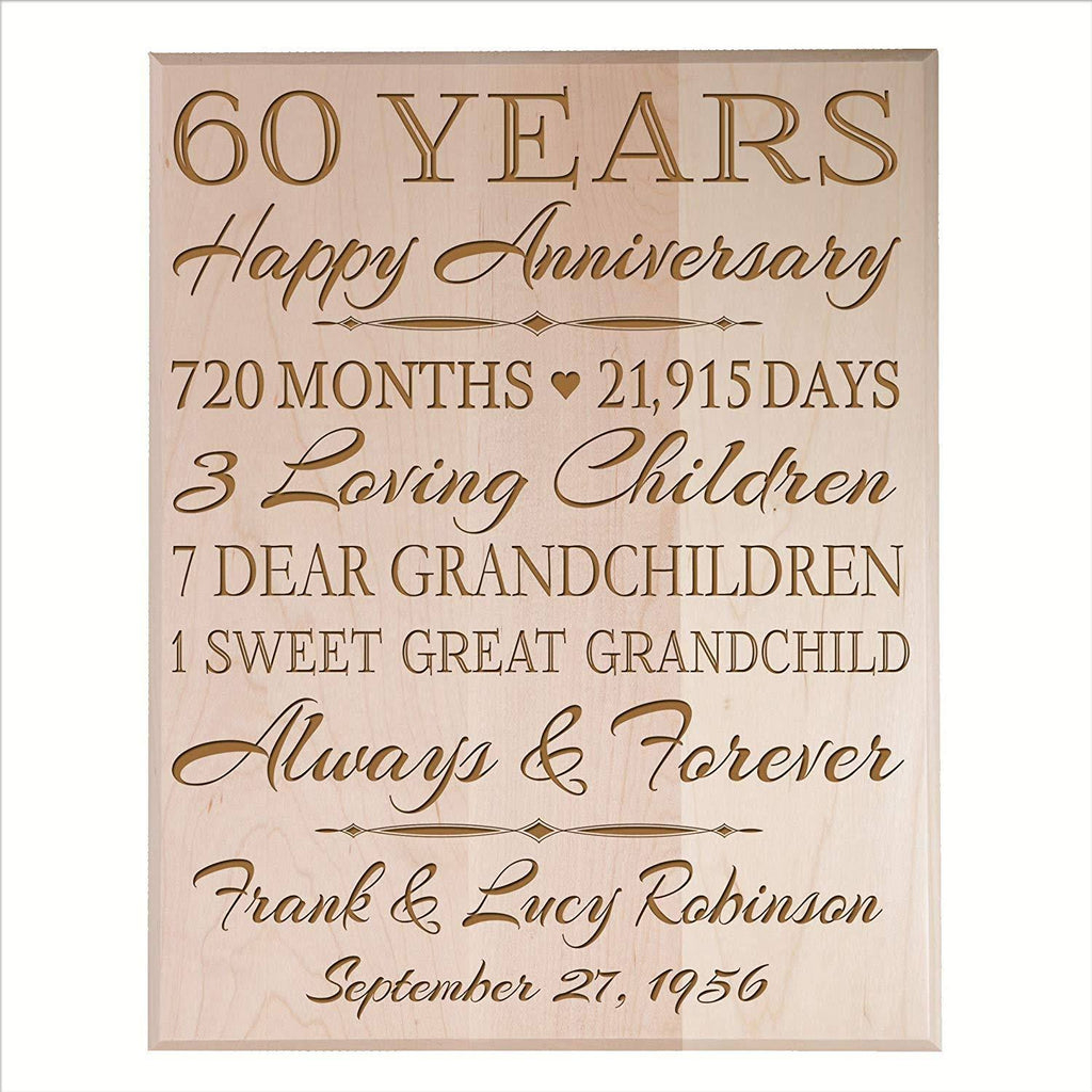 60th Anniversary Wall Plaque Black Veneer Wood Z195