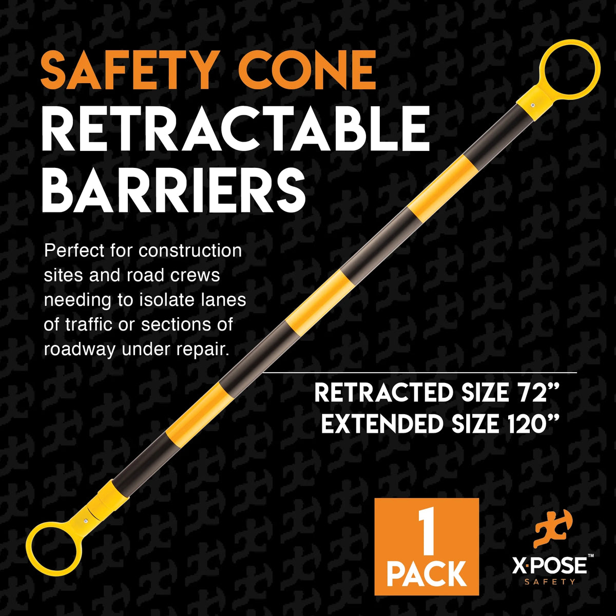 Yellow and Black Retractable Safety Barrier Barricade J9657