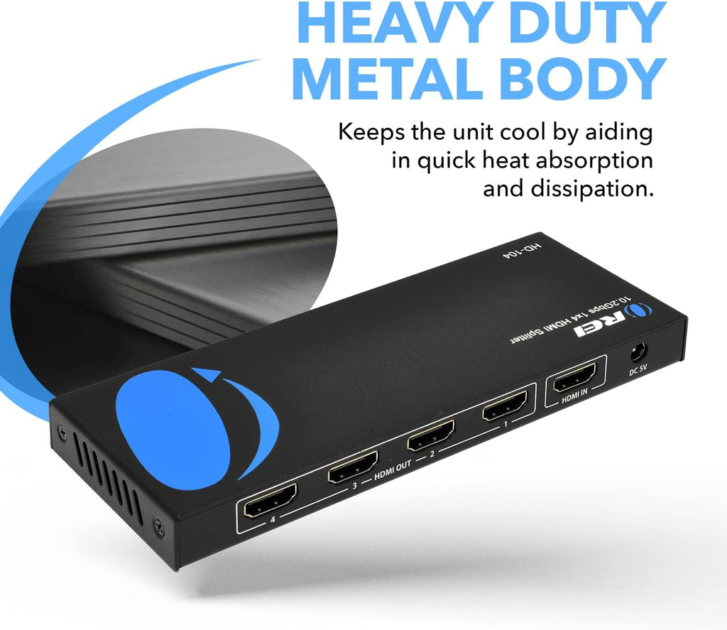 4K 1x4 HDMI Splitter Powered Ver 1.4 Full HD 1080P 3D Support Black E855715