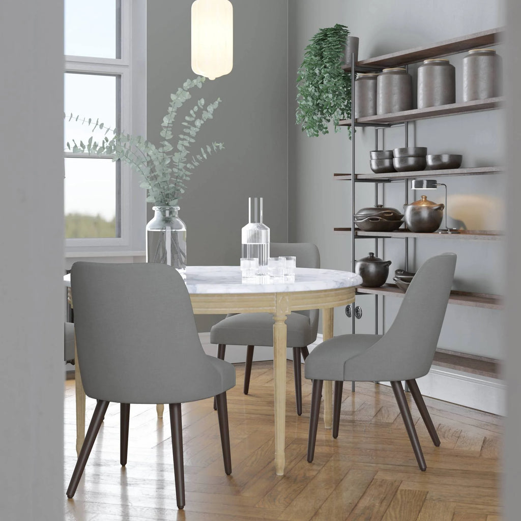 Linen Rounded Back Dining Chair Gray Y324