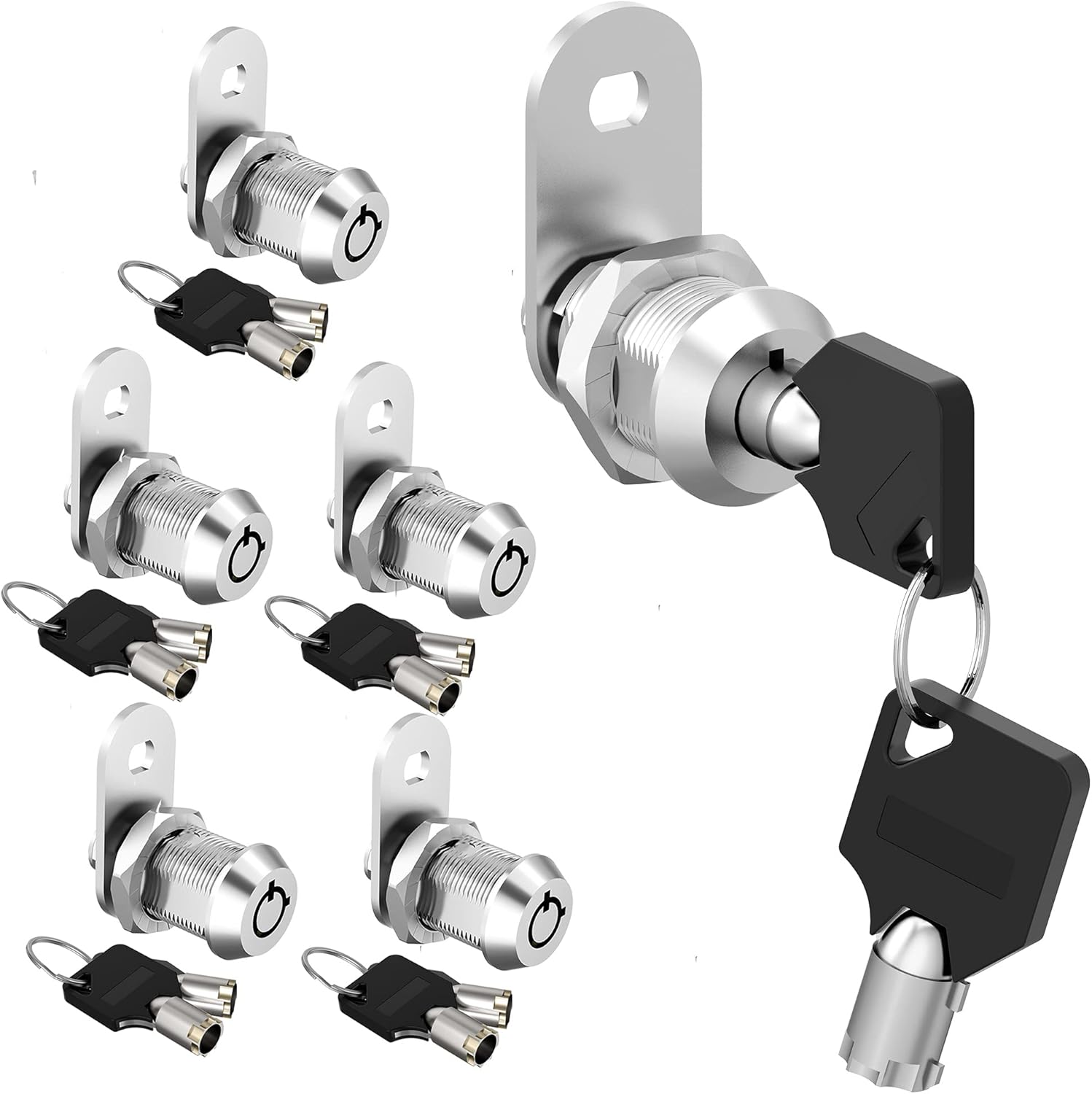 5 Pack Keyed Alike Cabinet Locks with Keys, Zinc Alloy V97164