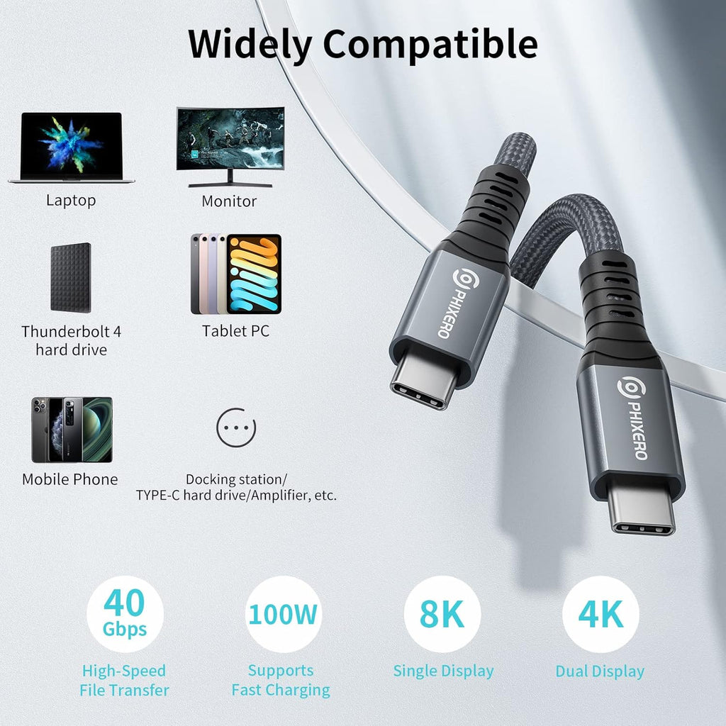 Thunderbolt 4 Full-Featured Cable, 2 Meter (6.6 ft), 40Gbps, 100W, 8K@60Hz, Pack of 2 R3640