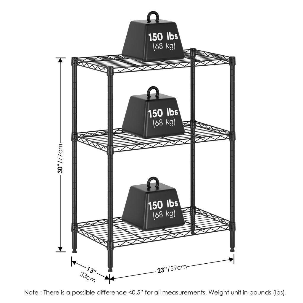 Black 3-Tier Metal Storage Shelf Rack Z586