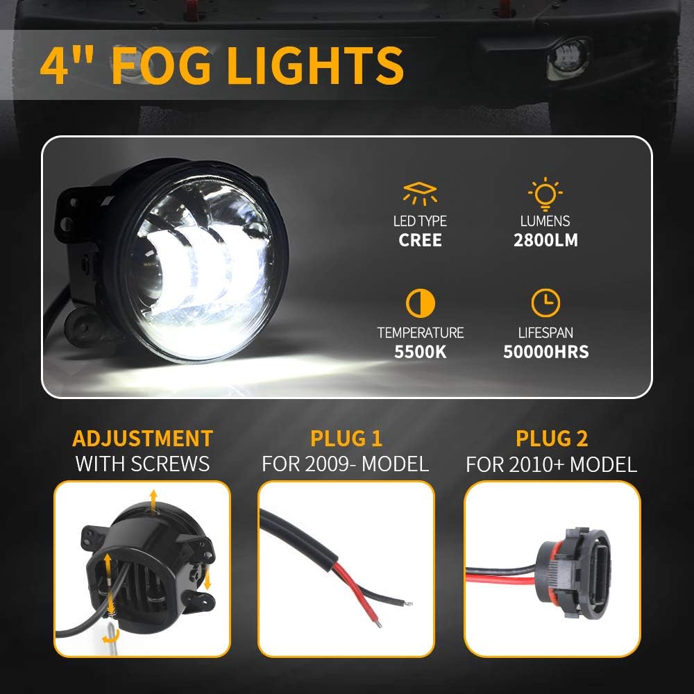 7'' Black Cree LED Headlights and 4'' LED Fog Lights X8933