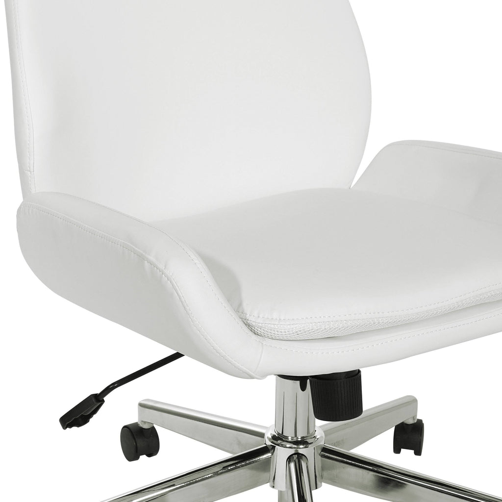 White Faux Leather Chair with Chrome Finish Base I6755