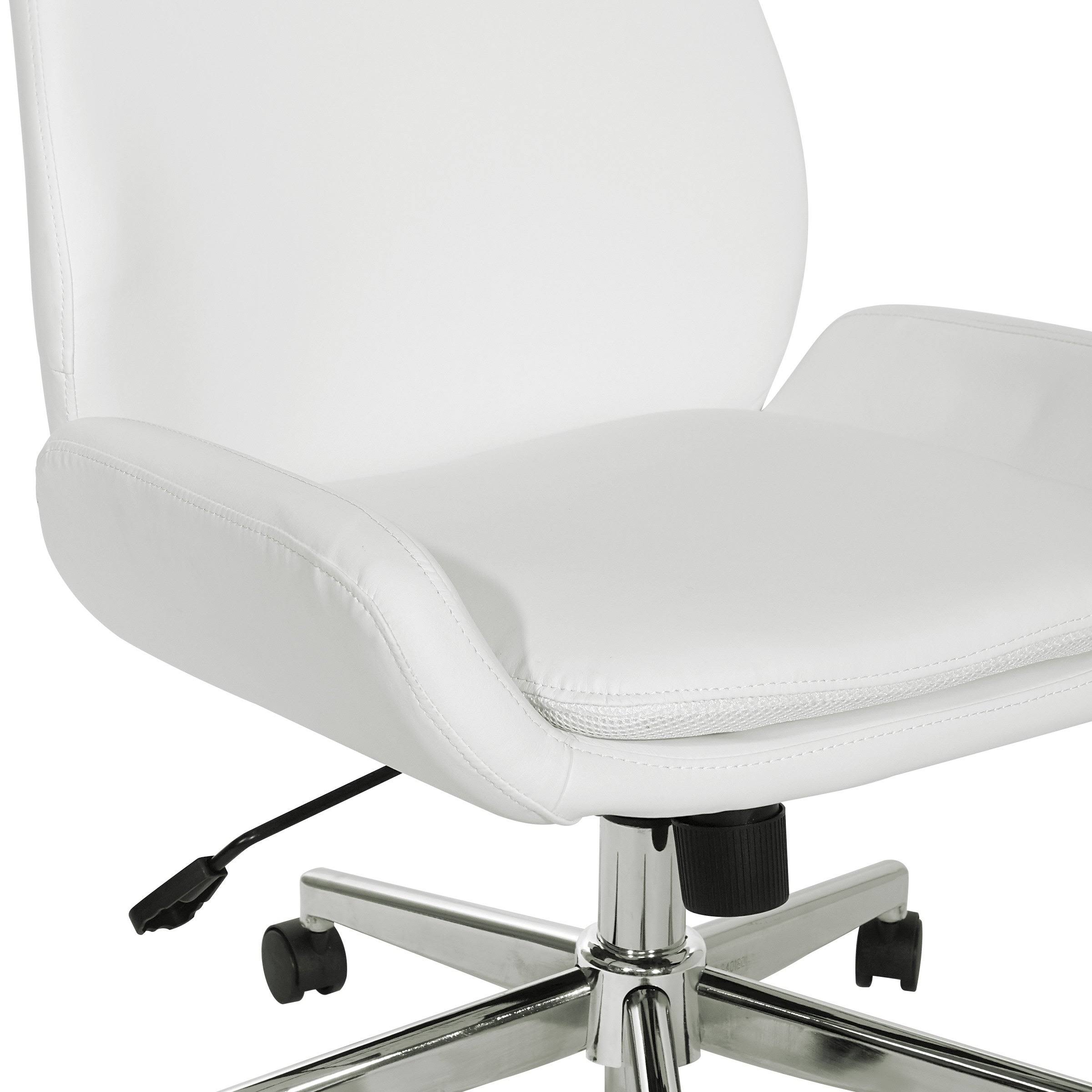 White Faux Leather Chair with Chrome Finish Base I6755