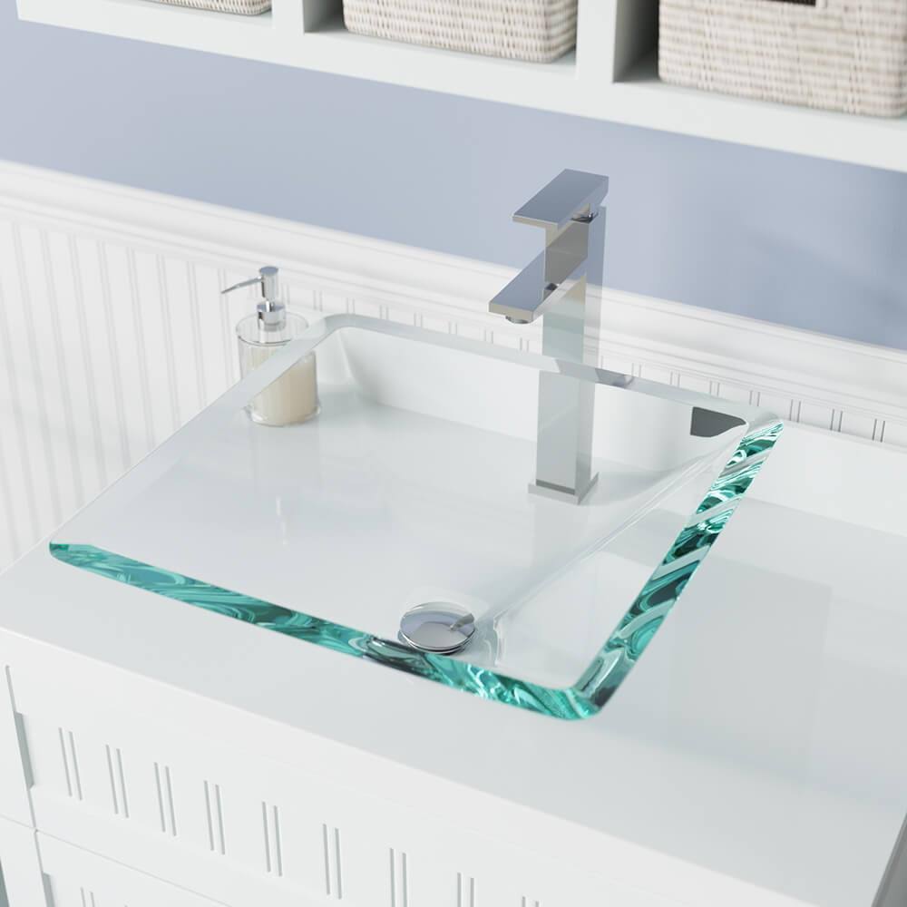 Crystal Chrome Vessel Faucet Ensemble D676