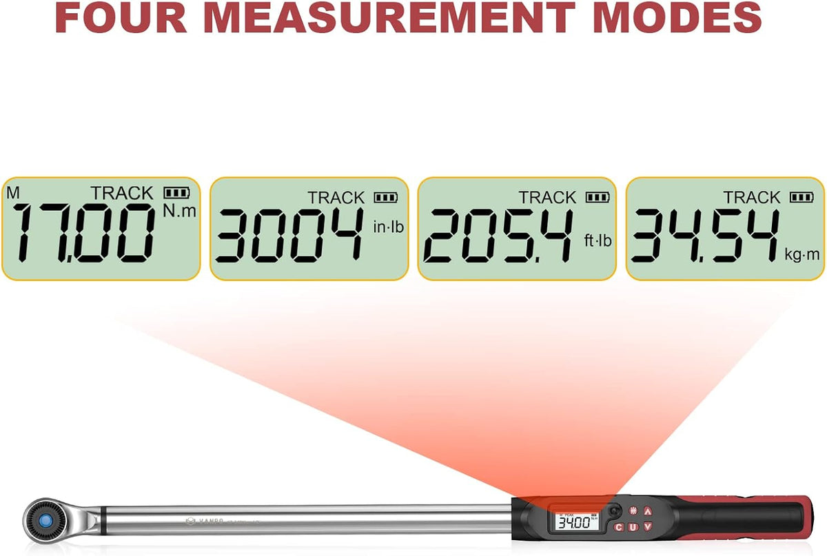 1/2-Inch Drive Digital Torque Wrench Set with Buzzer & LED Indicator F6969