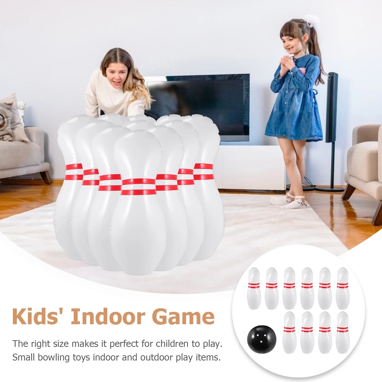 Inflatable Bowling Set Indoor Outdoor Game Y586