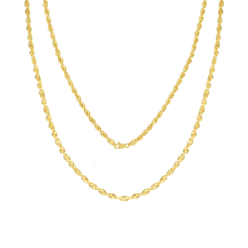 14k Yellow Gold 2.5mm Rope Chain Necklace M789