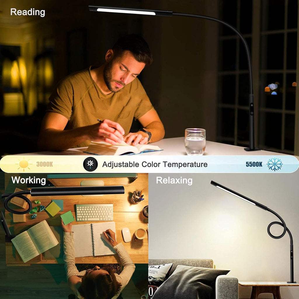 Black Swing Arm LED Desk Lamp with Remote Control U8361