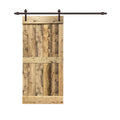 24 in. x 84 in. Weather Oak Stained Solid Pine Wood Interior Sliding Barn Door with Hardware Kit C816941