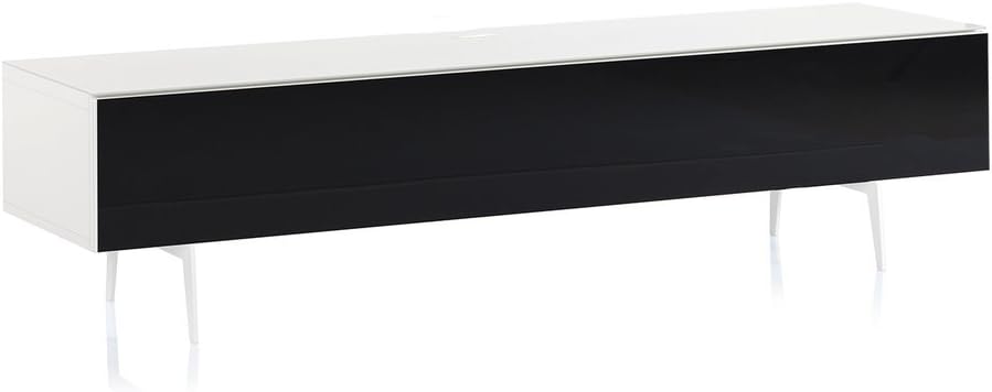 White Wood and Glass TV Stand with Metal Legs P62147
