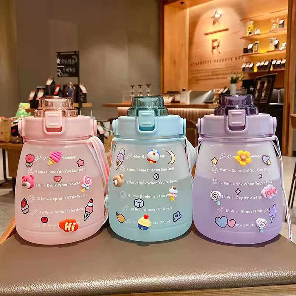 Purple Big Belly Water Bottle with Straw O808