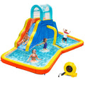 Inflatable Water Slide Park with Spray Pool, Bounce House with Climbing Wall and Blower X738