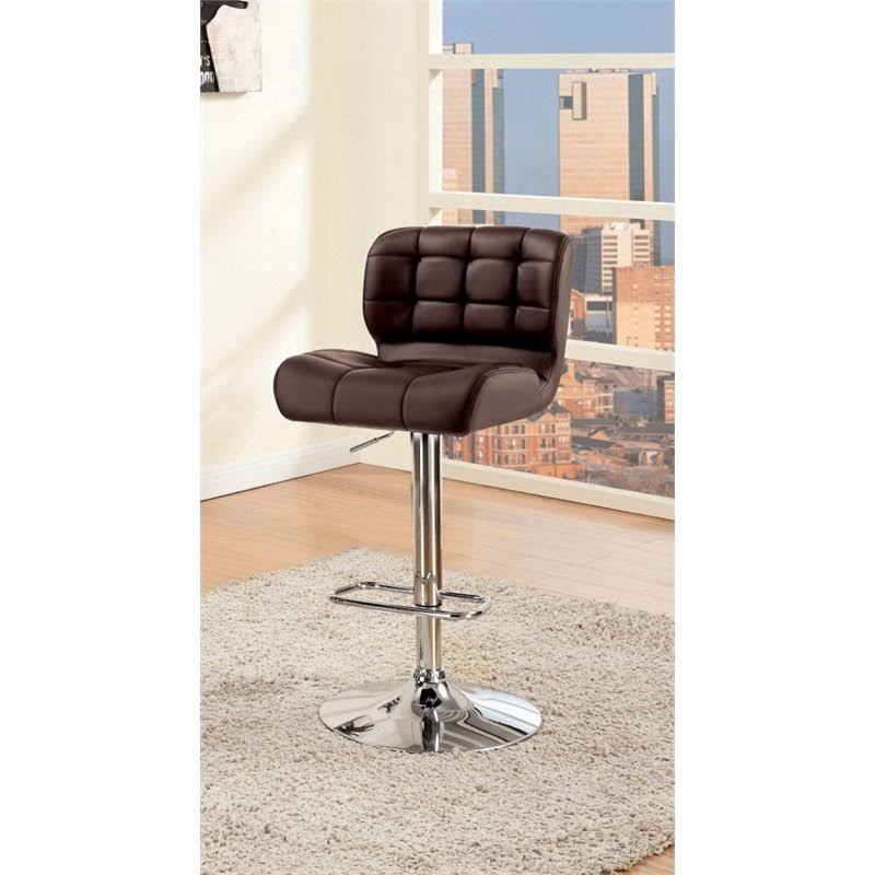 Brown Faux Leather Adjustable Bar Stool K931109