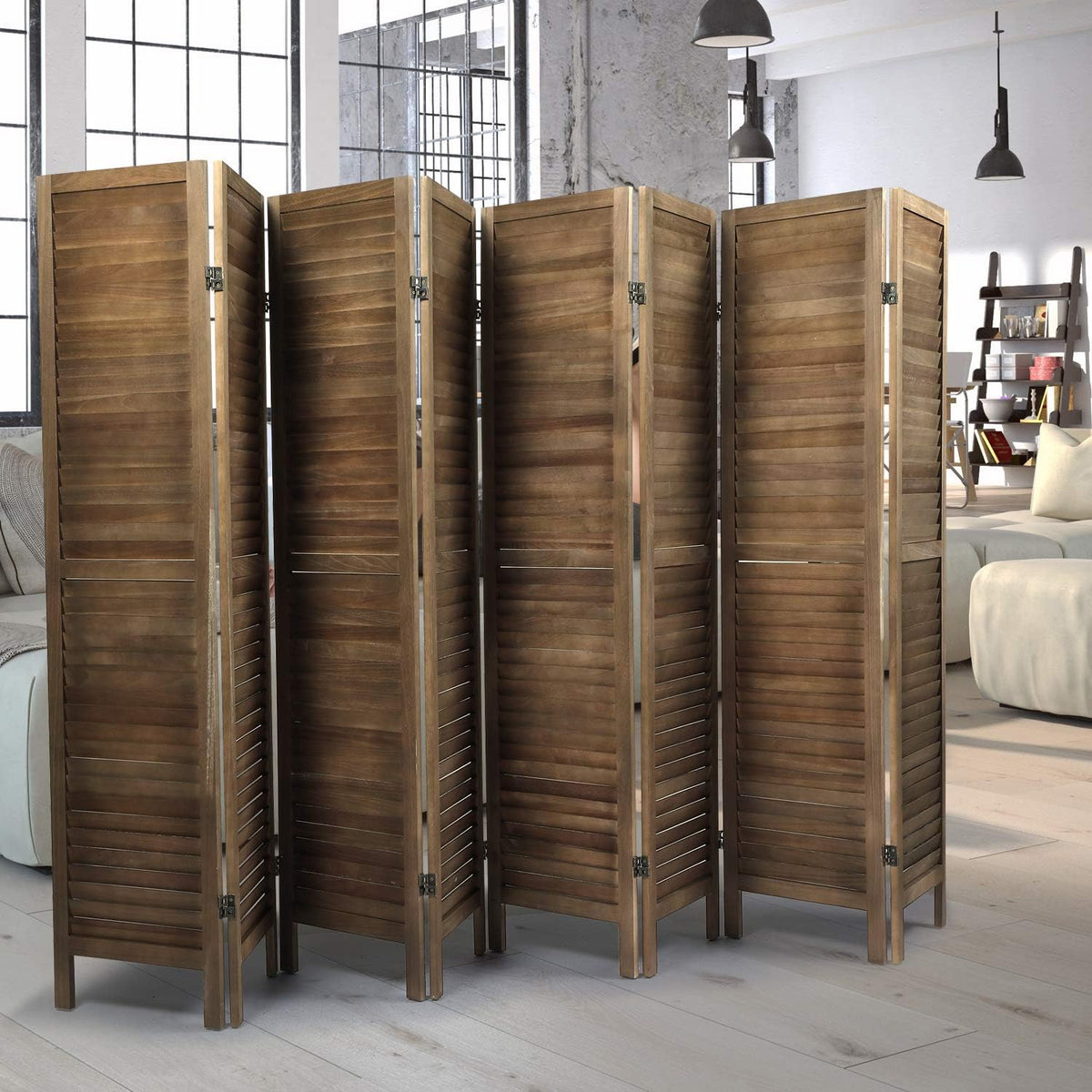 8 Panel Sycamore Wood Freestanding Room Divider M990920
