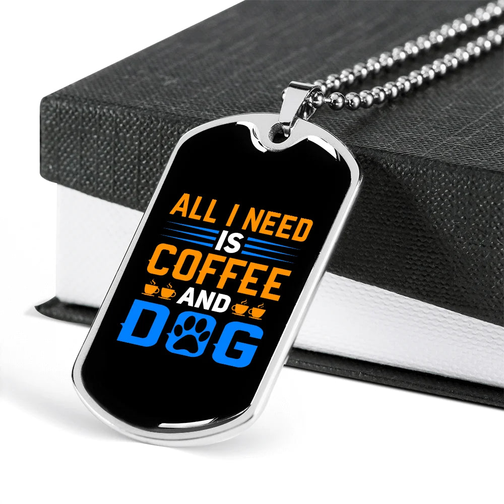 Stainless Steel or 18k Gold Dog Tag Necklace with 24" Chain O3950